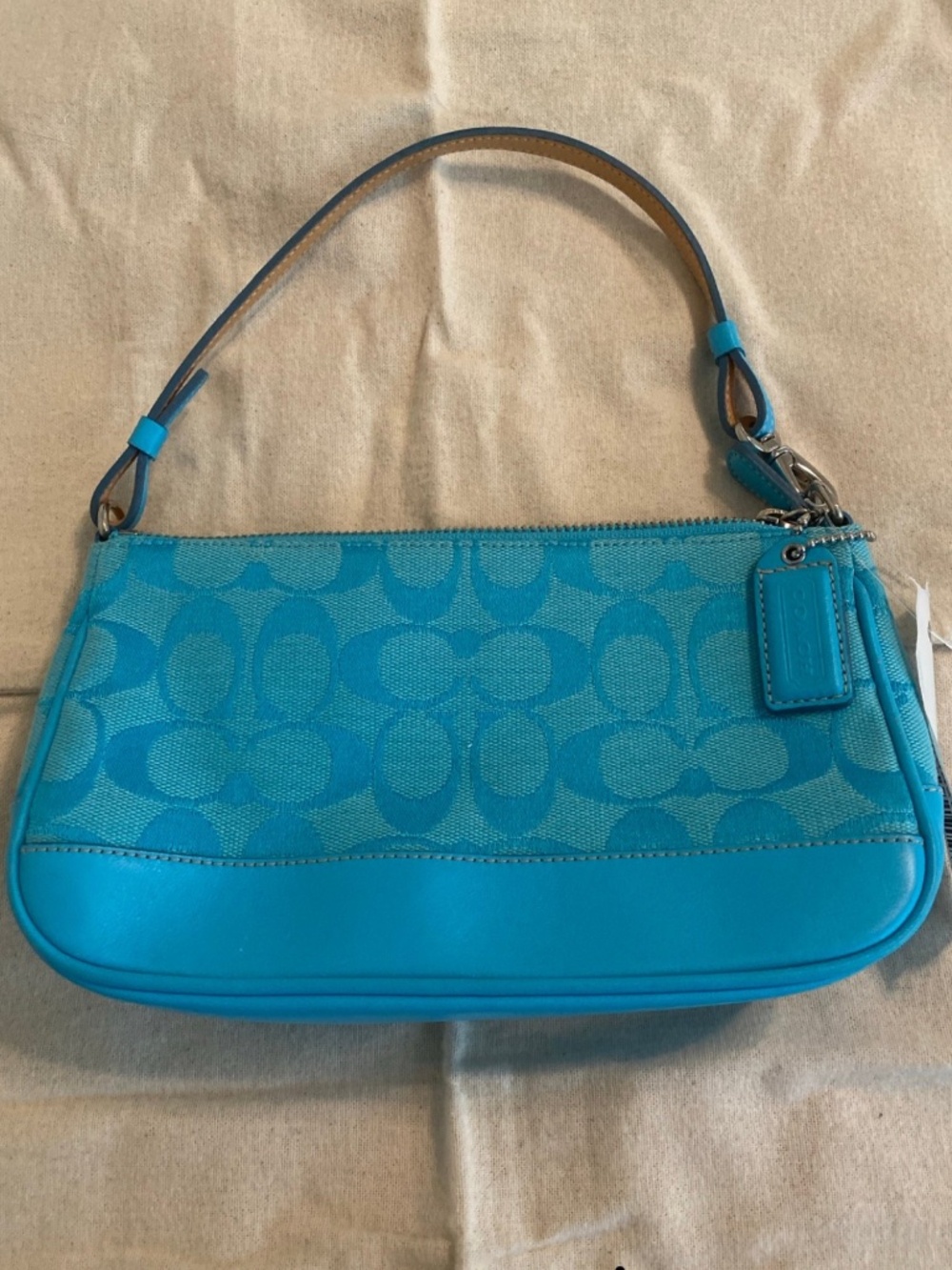 Coach Demi Shoulder Bag Turquoise Blue Excellent Condition